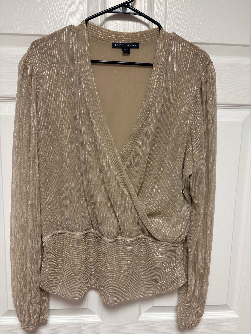 Boston Proper Metallic Long Sleeve Top